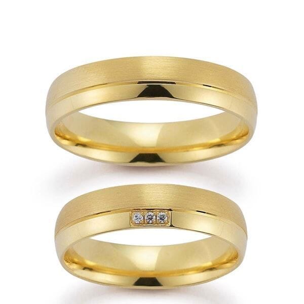 Gifteringer i gult gull 14 kt, 5 mm. GERSTNER - 28063